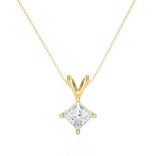 0.5 Carat Princess Cut Moissanite Solitaire Pendant in White Gold