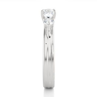 Princess and Round Stone Moissanite Ring white gold