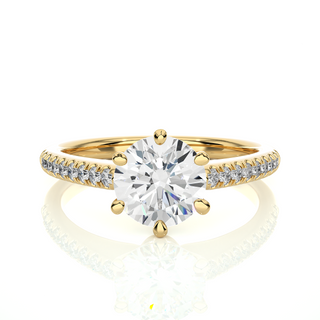 1.50 Ct Round Moissanite Six Prong Engagement Ring In Silver
