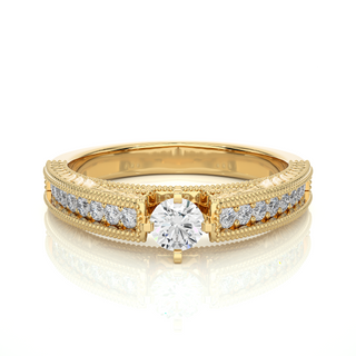 1.50 Ct Round Moissanite Vintage Ring With Beads Accent In Rose Gold