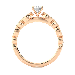 2 Carat Round Moissanite Beads Setting Wedding Ring In Rose Gold