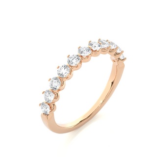 1 Ct Round Moissanite Bar Set Half Eternity Band In Rose Gold
