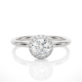 0.50 Ct Halo Round Moissanite Engagement Ring In White Gold
