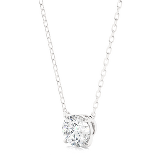 1 Carat Round Moissanite Solitaire Pendant In White Gold