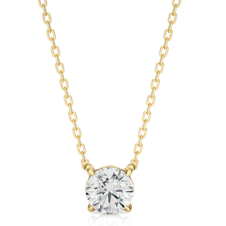 1 Carat Round Moissanite Solitaire Pendant In White Gold