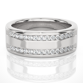 1 Ct Round Moissanite Two Row Wedding Band In Rose Gold