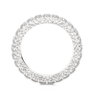 Round Stone filigree Pattern Moissanite Ring white gold