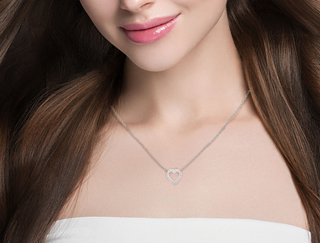 Round Stone heart Shape Moissanite Pendant white gold