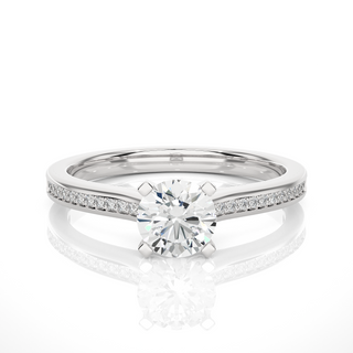 Round Shape Moissanite Engagement Ring In Rose Gold