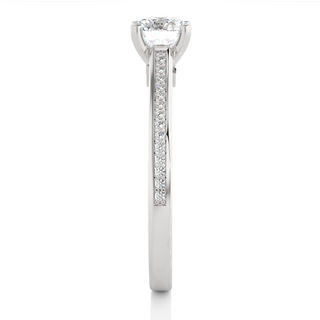 Round Stone with Bridge Accent Moissanite Ring silver