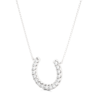 Round Stone with Horse Shoe Design Pendant white gold