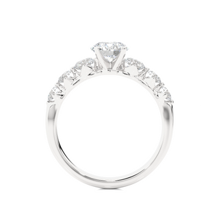 Round cut Seven Stone Moissanite Women's Ring silver