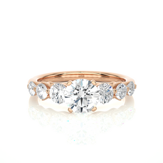Round cut Seven Stone Moissanite Women's Ring rose gold