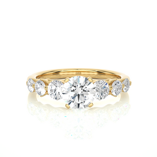 2 Carat Round Cut Moissanite Seven Stone Engagement Ring In Rose Gold