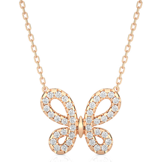 0.5 Ct Scallop Pave Butterfly Shape Moissanite Pendant In White Gold