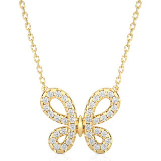0.5 Ct Scallop Pave Butterfly Shape Moissanite Pendant In White Gold