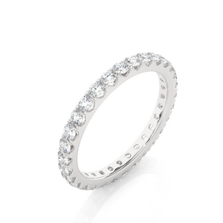 Scalloped Paved Women's Moissanite Eternity Ring white gold