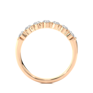 0.5 Ct Round Moissanite Seven Stone Wedding Band In Rose Gold