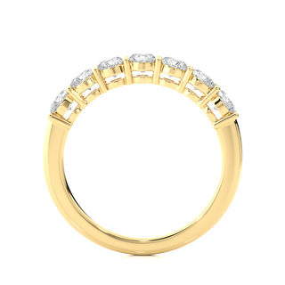 1 Ct Round Moissanite Seven Stone Half Eternity Band In Yellow Gold