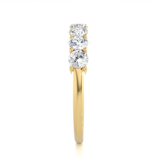 1 Ct Round Moissanite Seven Stone Half Eternity Band In Yellow Gold