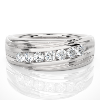 1.50 Carat Seven Stone Round Shape Moissanite Band in White Gold