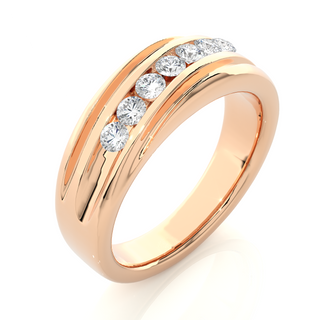 Seven Stone Round Shape Moissanite Ring rose gold