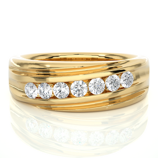 1.50 Carat Seven Stone Round Shape Moissanite Band in Silver