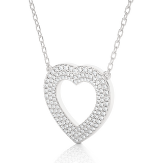 Three Row Heart Shape Moissanite Pendant white gold
