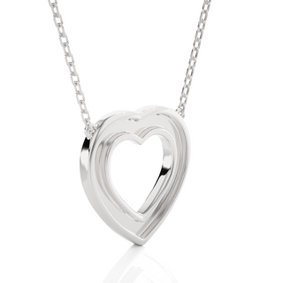 Three Row Heart Shape Moissanite Pendant white gold