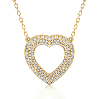 1 Carat Three Row Heart Shape Moissanite Pendant in White Gold