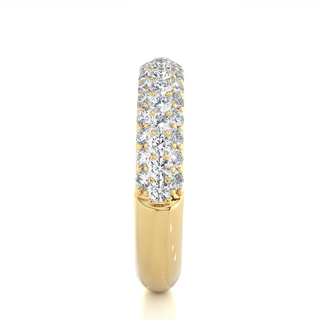 1 Carat Three Row Moissanite Pave Set Wedding Band In Yellow Gold