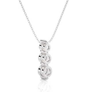 Three Stone Moissanite Pendant For Women white gold