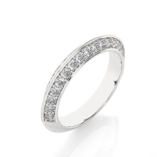 1 Ct Round Cut Moissanite Two Row Wedding Band In Silver