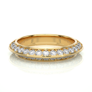 1 Ct Round Cut Moissanite Two Row Wedding Band In Rose Gold