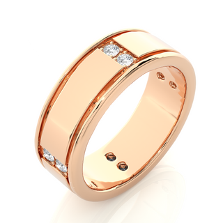 Vertical Round Stone Moissanite Ring rose gold