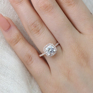 2.80 Carat Cushion Cut Moissanite Halo Engagement Ring In White Gold