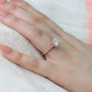 2.80 Carat Cushion Cut Moissanite Halo Engagement Ring In White Gold