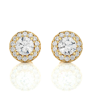 halo push back Moissanite Earring yellow gold