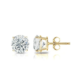 2 Carat Round Shape Moissanite Stud Earrings For Mens