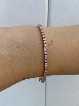 3 Ct Round Shaped Moissanite Tennis Bracelet in Rose Gold