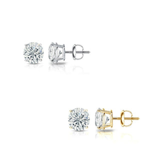 2 Carat Round Shape Moissanite Stud Earrings For Mens