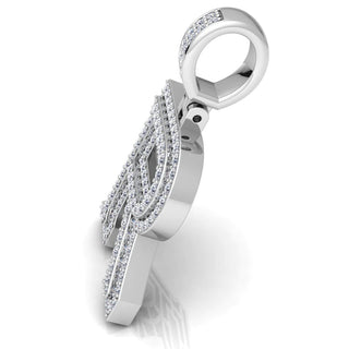 3 Ct Round Cut Moissanite Initial "R" Pendant in White Gold