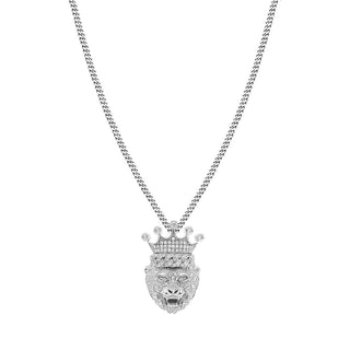 2 Carat Lion King Round Moissanite Pendant In White Gold